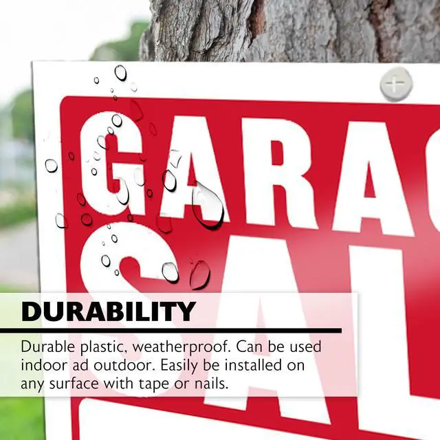 Alt view image 4 of 7 - Garage Sale Sign, 12 x 16 in, Weather Resistant, Tapes, Tacks, Or Frames, for Yards Windows Real Estate
