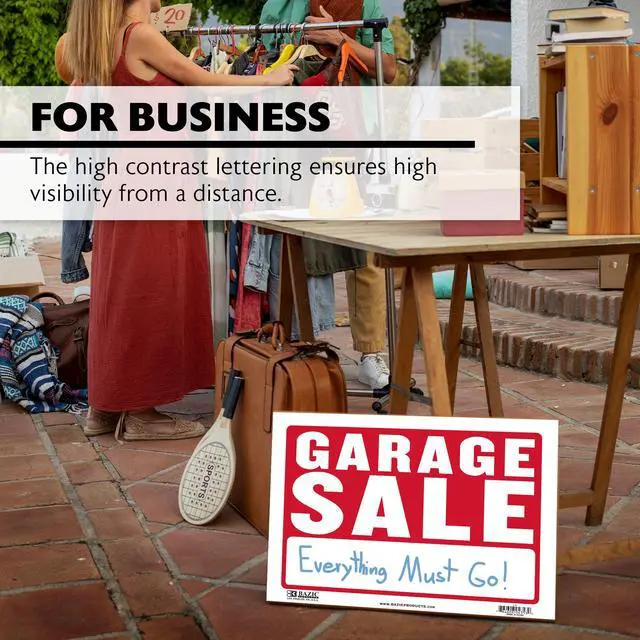Alt view image 3 of 7 - Garage Sale Sign, 12 x 16 in, Weather Resistant, Tapes, Tacks, Or Frames, for Yards Windows Real Estate