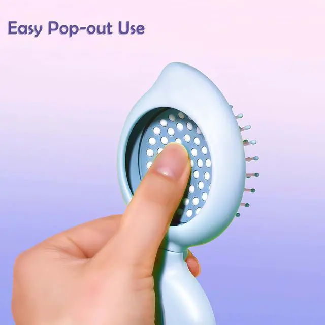 Alt view image 2 of 6 - Mini Hair Brush with Mirror Combo for Ladies, Travel Hairbrush for Girls, Small Purse Compact for On the Go, Folding Hair Brush and Mirror Kit for Pocket, Gifts for Women, Blue