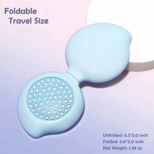 Alt view image 4 of 6 - Mini Hair Brush with Mirror Combo for Ladies, Travel Hairbrush for Girls, Small Purse Compact for On the Go, Folding Hair Brush and Mirror Kit for Pocket, Gifts for Women, Blue