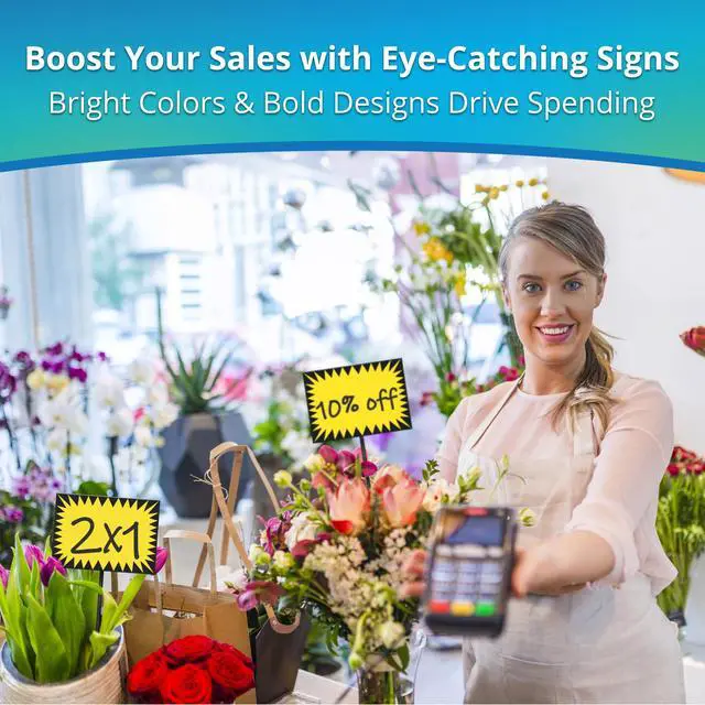 Alt view image 3 of 7 - Price Burst 60 Pack Yellow Sign. Boost Sales with Bright Display Tags. Durable, Easy to Write On Star Cards Are For Yard, Estate & Garage Sale, Fundraiser, Store, Business & Flea Market.