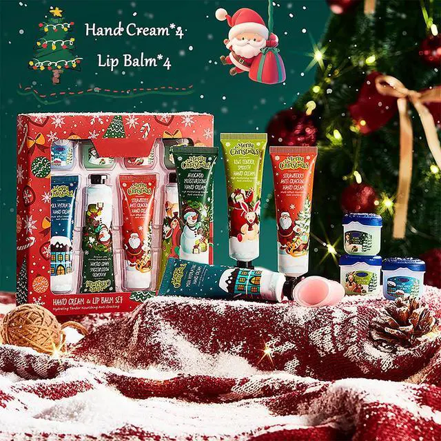 Alt view image 2 of 7 - 8Pcs Hand Cream and Lip Balm Sets, Repair dry skin for Christmas Gifts | Travel Set Multiple Fragrances, Hydration & Non-Sticky, Reduce Fine Lines, For Dry, Scaly, Dullness Skin, Perfect Women Gift