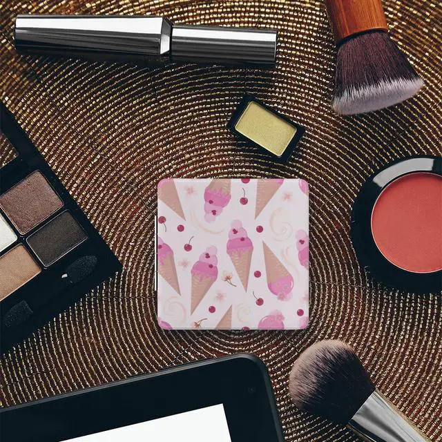Alt view image 4 of 7 - Pink Ice Creams Cherry Flower Travel Makeup Mirror, 2. 8× 2. 8 Purse Mirrors for Women Girls Pocket Mirror Items Under 10 Dollars for Women Stocking Stuffers Under 10 Dollars