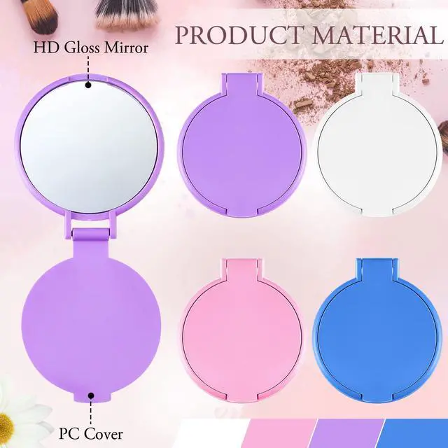 Alt view image 3 of 7 - 40 Pcs Compact Mirror Bulk Travel Makeup Mini Folding Mirror Pocket Vintage Portable Round Small Mirror for Women Purse Travel Daily Use Gifts, White, Blue, Pink, Purple
