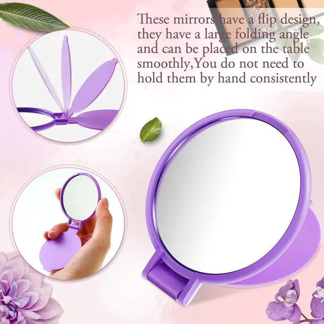 Alt view image 4 of 7 - 40 Pcs Compact Mirror Bulk Travel Makeup Mini Folding Mirror Pocket Vintage Portable Round Small Mirror for Women Purse Travel Daily Use Gifts, White, Blue, Pink, Purple