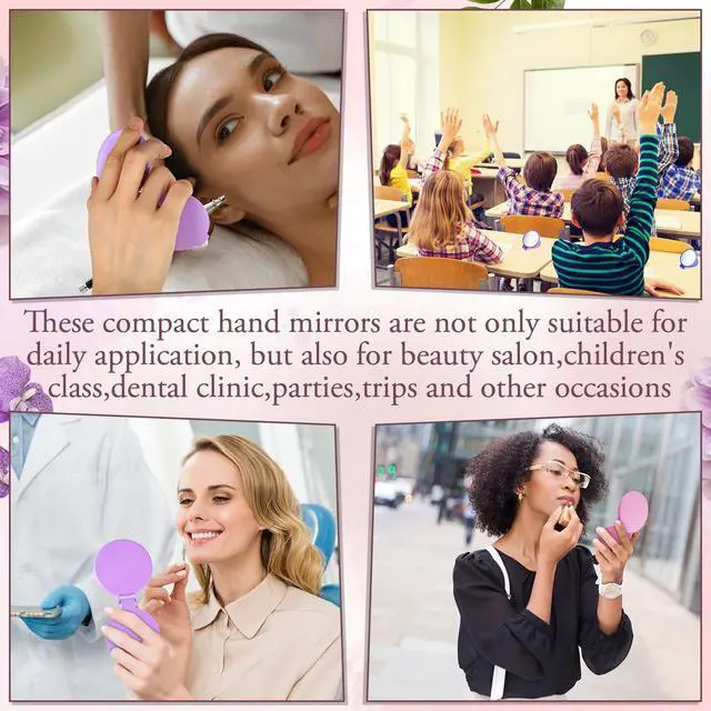 Alt view image 5 of 7 - 40 Pcs Compact Mirror Bulk Travel Makeup Mini Folding Mirror Pocket Vintage Portable Round Small Mirror for Women Purse Travel Daily Use Gifts, White, Blue, Pink, Purple