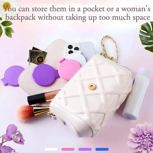 Alt view image 6 of 7 - 40 Pcs Compact Mirror Bulk Travel Makeup Mini Folding Mirror Pocket Vintage Portable Round Small Mirror for Women Purse Travel Daily Use Gifts, White, Blue, Pink, Purple