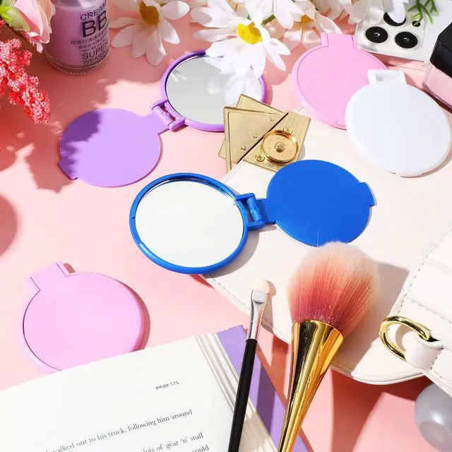 Alt view image 7 of 7 - 40 Pcs Compact Mirror Bulk Travel Makeup Mini Folding Mirror Pocket Vintage Portable Round Small Mirror for Women Purse Travel Daily Use Gifts, White, Blue, Pink, Purple