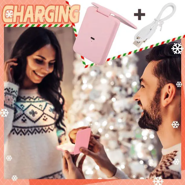 Alt view image 5 of 6 - Christmas Compact Mirror with Gift Box Women Pocket Mirror Christmas Stocking Stuffers Gifts 1x/ 2X Magnification LED Travel 3 Color Lighting Dimmable Touch Screen(Pink)