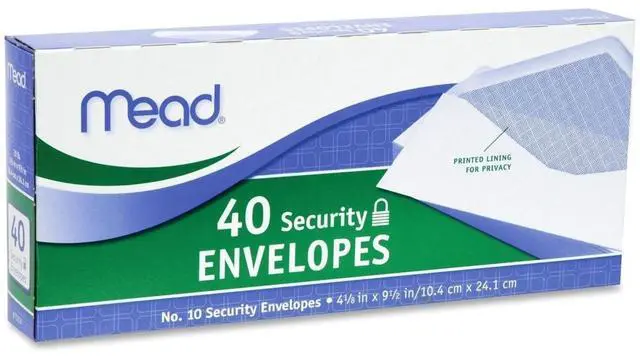 Main image of #10 Security Envelopes, 40 Count (75214), Pack of 2 = 80 Envelopes