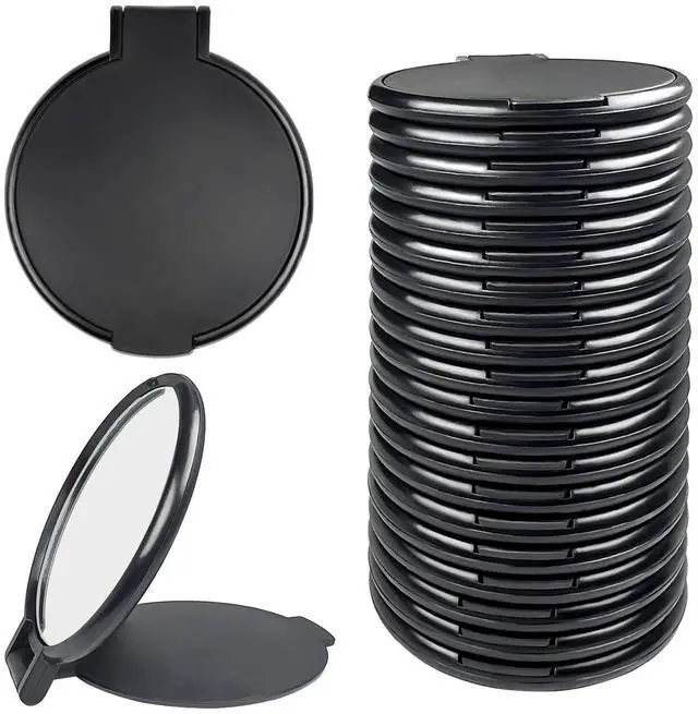 Main image of Mini Round Folding Mirror Portable Pocket Mirror Makeup Mirror for Purse Travel Makeup Mirror for Women Girls Daily Use (20 Pcs Black)