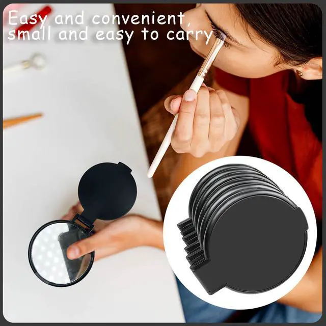 Alt view image 7 of 7 - Mini Round Folding Mirror Portable Pocket Mirror Makeup Mirror for Purse Travel Makeup Mirror for Women Girls Daily Use (20 Pcs Black)