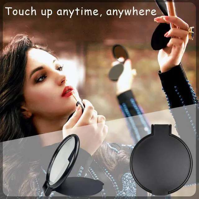 Alt view image 4 of 7 - Mini Round Folding Mirror Portable Pocket Mirror Makeup Mirror for Purse Travel Makeup Mirror for Women Girls Daily Use (20 Pcs Black)
