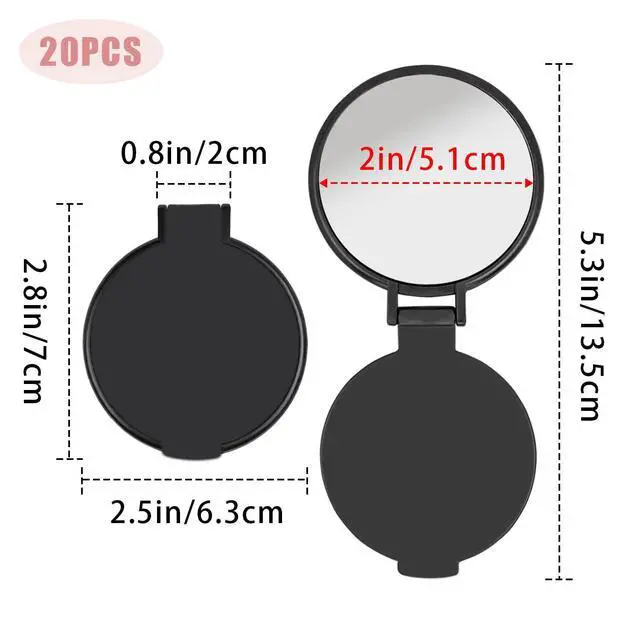 Alt view image 5 of 7 - Mini Round Folding Mirror Portable Pocket Mirror Makeup Mirror for Purse Travel Makeup Mirror for Women Girls Daily Use (20 Pcs Black)