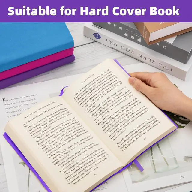 Alt view image 6 of 7 - Purple Fabric Book Cover Jumbo, 1 Pack, 9x11 Inch, Adjustable | for Hardcover, Up to 10"x12.5", Stretchable Decorative Cloth Book Sox for Book Lovers, School Book Sleeve Protector for Teens