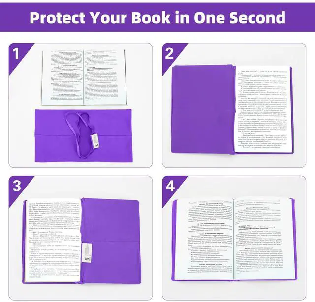Alt view image 5 of 7 - Purple Fabric Book Cover Jumbo, 1 Pack, 9x11 Inch, Adjustable | for Hardcover, Up to 10"x12.5", Stretchable Decorative Cloth Book Sox for Book Lovers, School Book Sleeve Protector for Teens