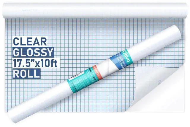 Main image of Clear Glossy Contact Paper Roll, Peel Stick for Books Crafts, 10 ft | 17.5 in, Self Adhesive Book Cover Protector, Sticky Back Plastic Film, Low Tack Removable, Transparent
