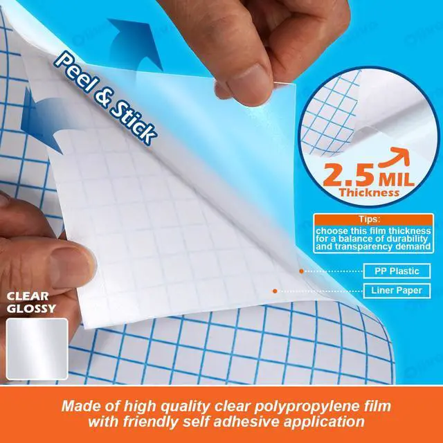 Alt view image 4 of 7 - Clear Glossy Contact Paper Roll, Peel Stick for Books Crafts, 10 ft | 17.5 in, Self Adhesive Book Cover Protector, Sticky Back Plastic Film, Low Tack Removable, Transparent