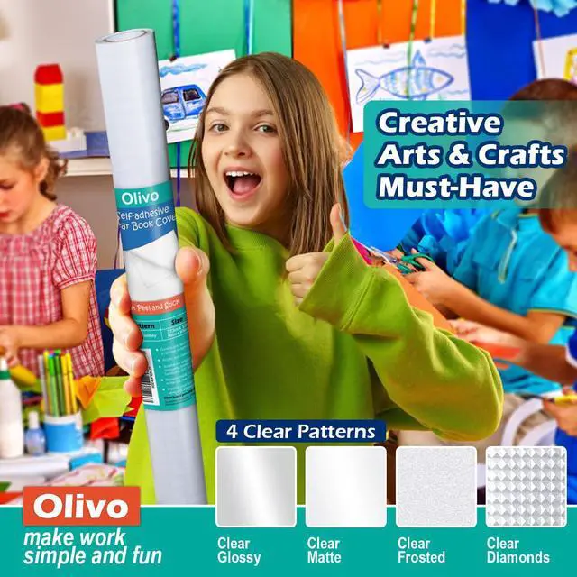 Alt view image 7 of 7 - Clear Glossy Contact Paper Roll, Peel Stick for Books Crafts, 10 ft | 17.5 in, Self Adhesive Book Cover Protector, Sticky Back Plastic Film, Low Tack Removable, Transparent