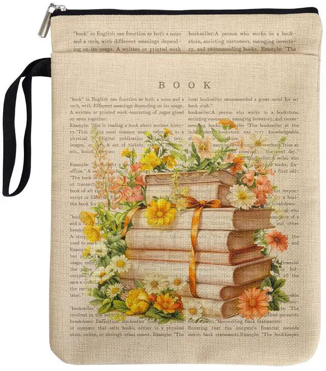 Main image of BookFloral Book Sleeve for Book Lovers, Wildflower Book Covers Protector for Paperbacks with Handle Pocket for Reader Bookworm Bookish, Book Club Gifts for Chritsmas, Reading Accessories for Student