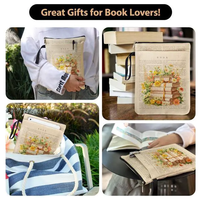 Alt view image 6 of 7 - BookFloral Book Sleeve for Book Lovers, Wildflower Book Covers Protector for Paperbacks with Handle Pocket for Reader Bookworm Bookish, Book Club Gifts for Chritsmas, Reading Accessories for Student