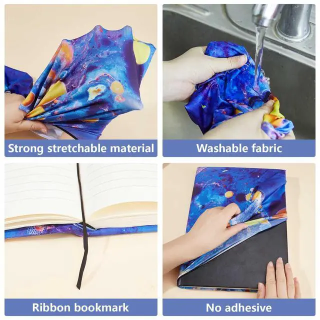 Alt view image 4 of 7 - Flower Stretchable Book Cover Leaf Floral Washable Reusable Large Nylon Cloth Polyester Book Protector Elastic Notebook Wraps Suitable for Most Books Planner Journaling