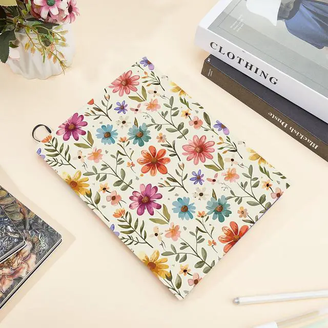 Alt view image 5 of 7 - Flower Stretchable Book Cover Leaf Floral Washable Reusable Large Nylon Cloth Polyester Book Protector Elastic Notebook Wraps Suitable for Most Books Planner Journaling