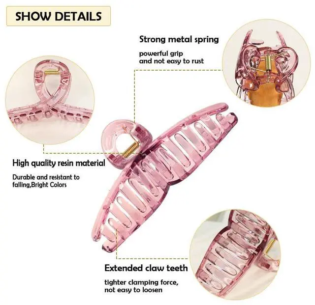 Alt view image 4 of 7 - 6pcs Large 4.7inch Acrylic Jelly Hair Claws for Women - Strong Hold Clips for Thick, Curly & Thin Hair, Wonderful Gift, Super Cute Colors