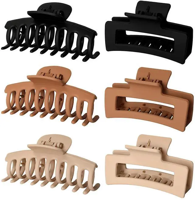 Main image of 6pcs Medium Large Matte Square Claw Hair Clips for Women: Versatile Styling for Thick & Thin Hair