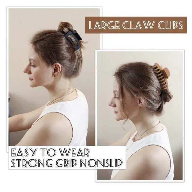 Alt view image 3 of 7 - 6pcs Medium Large Matte Square Claw Hair Clips for Women: Versatile Styling for Thick & Thin Hair