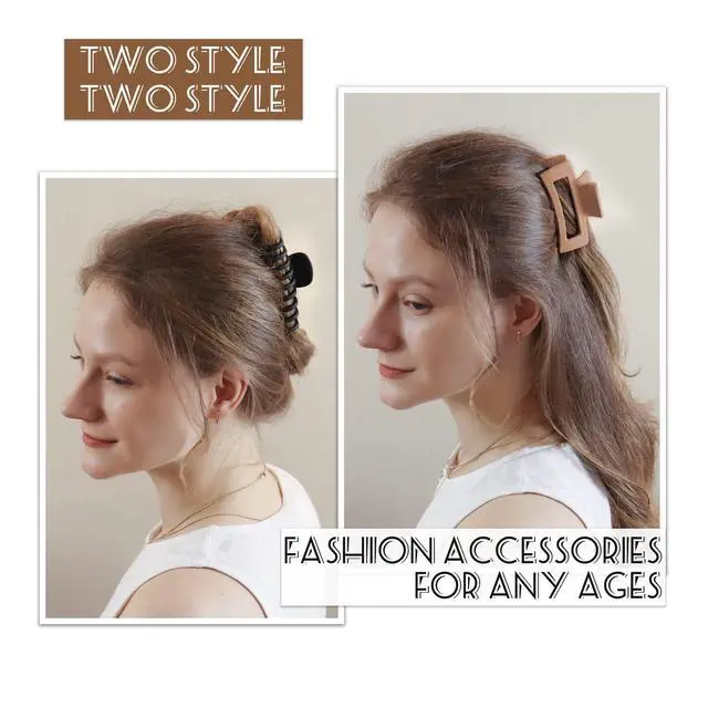 Alt view image 4 of 7 - 6pcs Medium Large Matte Square Claw Hair Clips for Women: Versatile Styling for Thick & Thin Hair