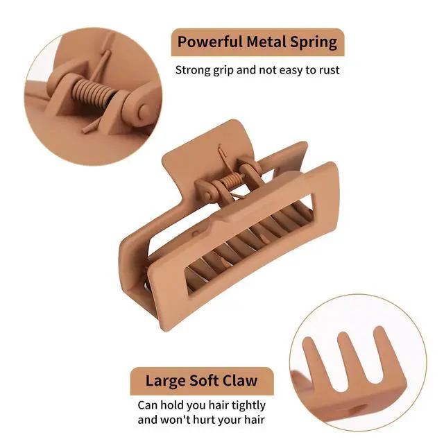Alt view image 5 of 7 - 6pcs Medium Large Matte Square Claw Hair Clips for Women: Versatile Styling for Thick & Thin Hair