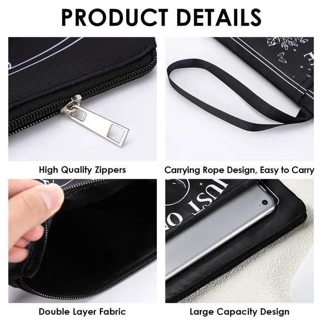 Alt view image 7 of 7 - Gothic Book Sleeve Pouch - Books Covers with Zipper Front Pocket | Just One More Chapter Skeleton Black Tarot Card Washable Book Protector Bookish Reader Book Lovers Gifts for Books Paperbacks