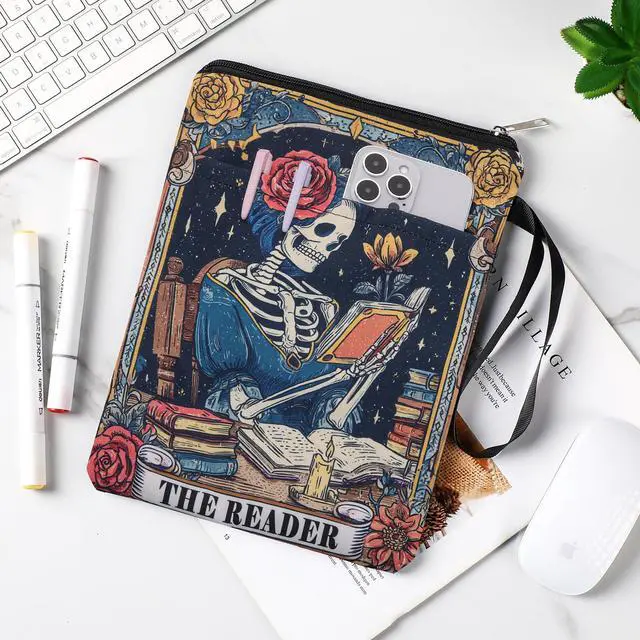 Alt view image 3 of 7 - Gothic Book Sleeve Pouch - Books Covers Protector for Paperbacks | Waterproof Library Reading Accessories with Handle Pocket Birthday Halloween Christmas Gift for Reader Student Women