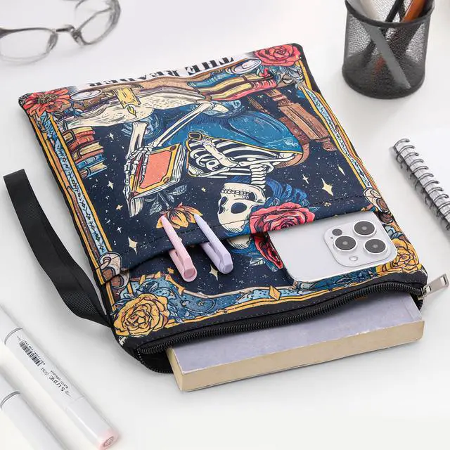 Alt view image 4 of 7 - Gothic Book Sleeve Pouch - Books Covers Protector for Paperbacks | Waterproof Library Reading Accessories with Handle Pocket Birthday Halloween Christmas Gift for Reader Student Women