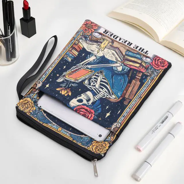Alt view image 5 of 7 - Gothic Book Sleeve Pouch - Books Covers Protector for Paperbacks | Waterproof Library Reading Accessories with Handle Pocket Birthday Halloween Christmas Gift for Reader Student Women