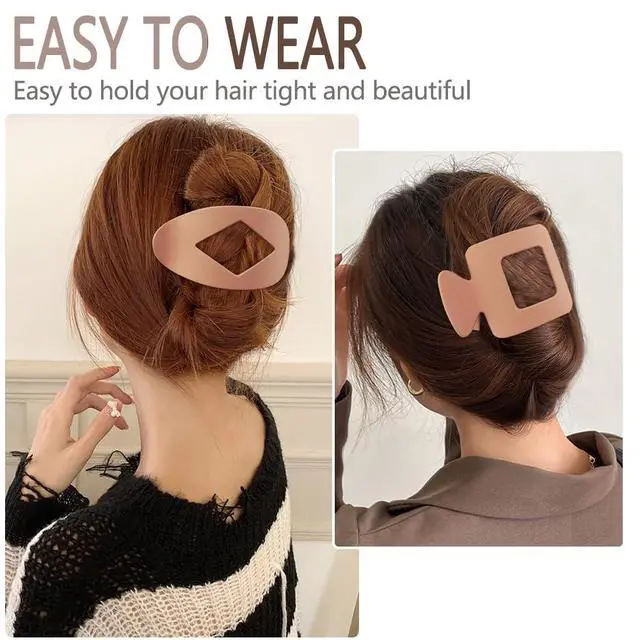 Alt view image 2 of 7 - 8Pcs Flat Hair Clips for Women - Large Matte Flat Claw Clips 2 Styles Strong Hold Lay Down Claw Clips for Women Thick & Thin Hair Styling Accessories