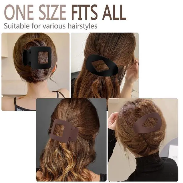 Alt view image 4 of 7 - 8Pcs Flat Hair Clips for Women - Large Matte Flat Claw Clips 2 Styles Strong Hold Lay Down Claw Clips for Women Thick & Thin Hair Styling Accessories