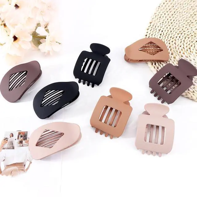 Alt view image 7 of 7 - 8Pcs Flat Hair Clips for Women - Large Matte Flat Claw Clips 2 Styles Strong Hold Lay Down Claw Clips for Women Thick & Thin Hair Styling Accessories