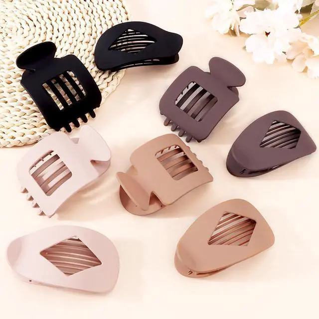 Alt view image 6 of 7 - 8Pcs Flat Hair Clips for Women - Large Matte Flat Claw Clips 2 Styles Strong Hold Lay Down Claw Clips for Women Thick & Thin Hair Styling Accessories