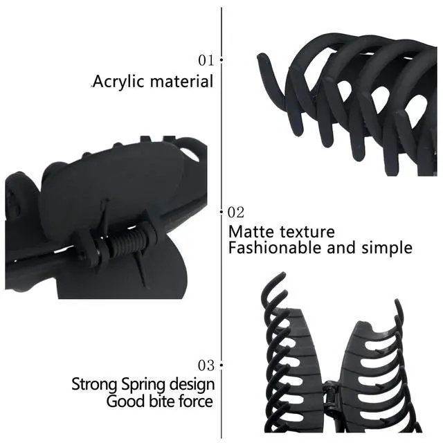 Alt view image 3 of 6 - Hair Clip, 4.3" Matte Large Non-Slip Ponytail Jaw Barrette Strong Hold Banana Claw Clips for Women Long Thick Hair | Matte Claw Clips,Non-Slip Strong Hold Jumbo Ponytail Barrette,Jaw Clamps,
