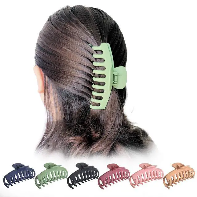 Alt view image 4 of 6 - Hair Clip, 4.3" Matte Large Non-Slip Ponytail Jaw Barrette Strong Hold Banana Claw Clips for Women Long Thick Hair | Matte Claw Clips,Non-Slip Strong Hold Jumbo Ponytail Barrette,Jaw Clamps,
