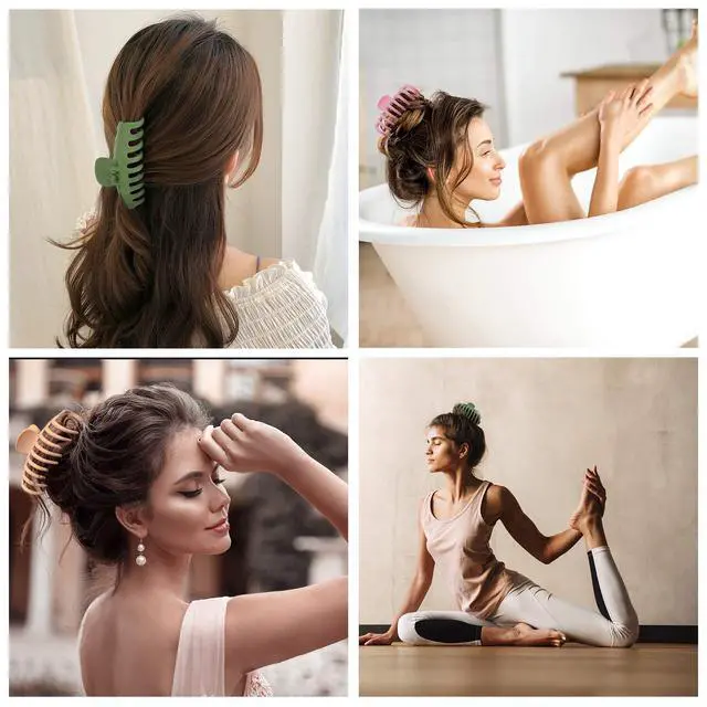 Alt view image 5 of 6 - Hair Clip, 4.3" Matte Large Non-Slip Ponytail Jaw Barrette Strong Hold Banana Claw Clips for Women Long Thick Hair | Matte Claw Clips,Non-Slip Strong Hold Jumbo Ponytail Barrette,Jaw Clamps,