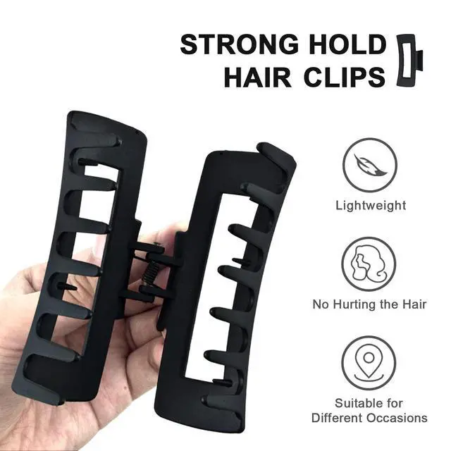 Alt view image 4 of 7 - Large Hair Claw Clips for Thick Hair, Hair Clips for Women and Girls, Big Hair Jaw Clips Strong Hold Banana Clips for All Hair Types (Black, 1 Pack)