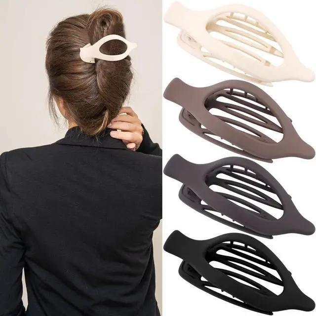 Main image of Large Duck Billed Matte Neutral Hair Clips, 4 Pcs Barrettes Hair Accessories for Women | French Concord Duck Billed Alligator Hair Clips Barrettes Hair Accessories Matte Neutral Color 4Pcs