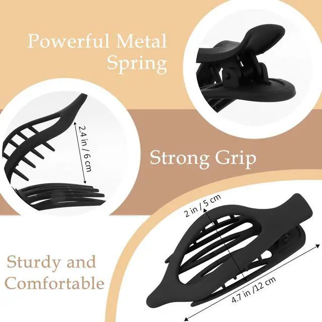Alt view image 6 of 7 - Large Duck Billed Matte Neutral Hair Clips, 4 Pcs Barrettes Hair Accessories for Women | French Concord Duck Billed Alligator Hair Clips Barrettes Hair Accessories Matte Neutral Color 4Pcs