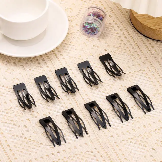 Alt view image 7 of 7 - 10 Pcs Double Grip Hair Clips, Metal Snap Hair Clips Hair Barrettes | Non Slip Hair Clips Black Barrettes Women Hair Styling Hair Accessories for Thin Thick Hair