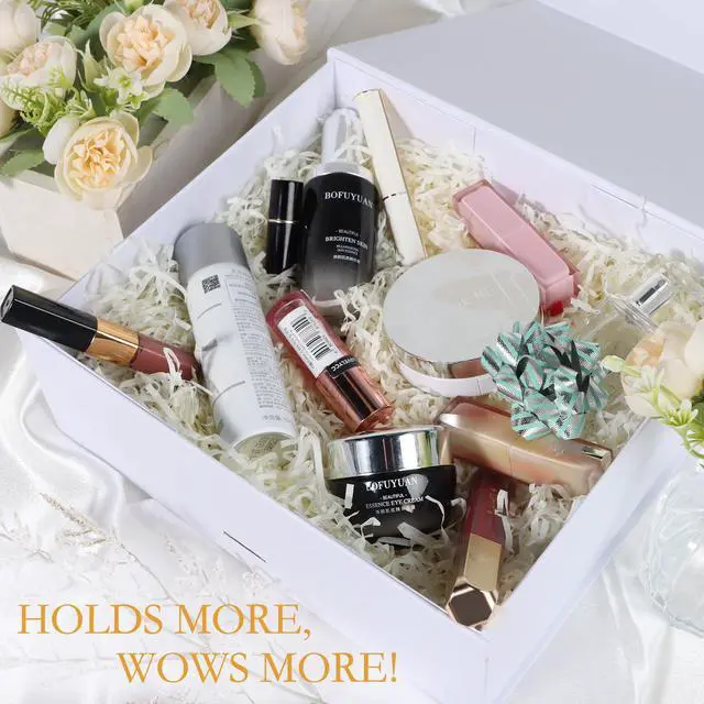 Alt view image 5 of 6 - White Gift Box with Ribbon Magnetic Lids 1 Pack | Large Gift Boxes Bridesmaid Groomsman Proposal Boxes, 10.2x9x3.74 in, Collapsible Wedding Storage Box