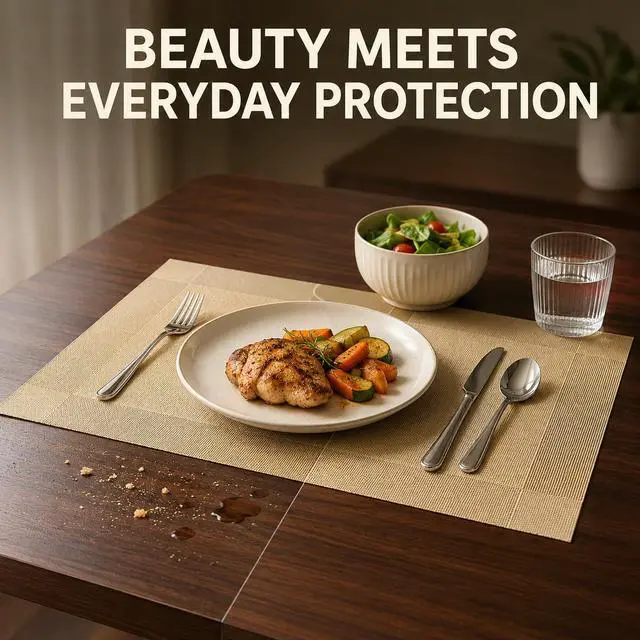 Alt view image 6 of 7 - Gold Placemats Set of 6 - Washable Woven Table Mats, Heat Resistant & Non Slip Dining Placemats