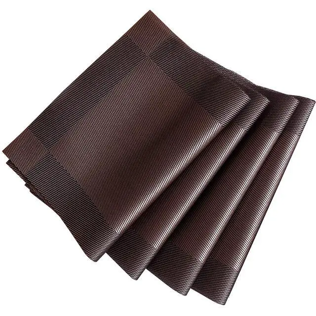 Alt view image 2 of 6 - Table Placemats Dining Table Place Mats Set of 4 Heat Resistant Insulation Non-Slip Vinyl for Kitchen Dining Room 18" * 12" Dark Brown